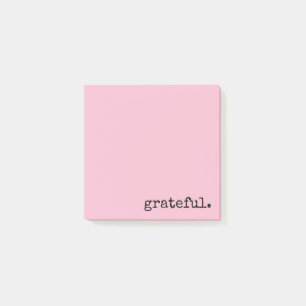 grateful typography pink post-it notes