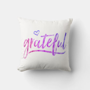 Grateful Watercolor Throw Pillow