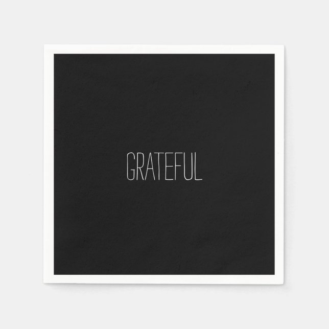 GRATEFUL White  and Black Cocktail Napkin (Front)