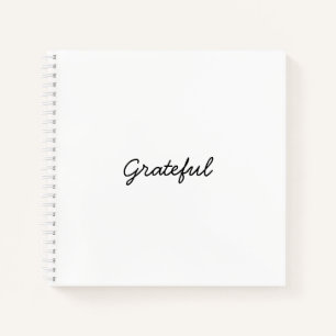 Grateful white custom casual script gratitude  notebook