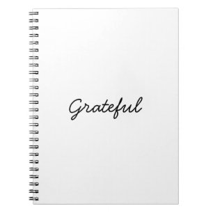 Grateful white custom script minimalist gratitude notebook