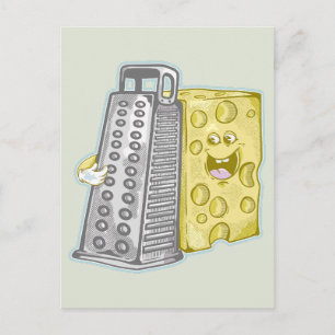 Grating cheese with a grater Funny food Postcard