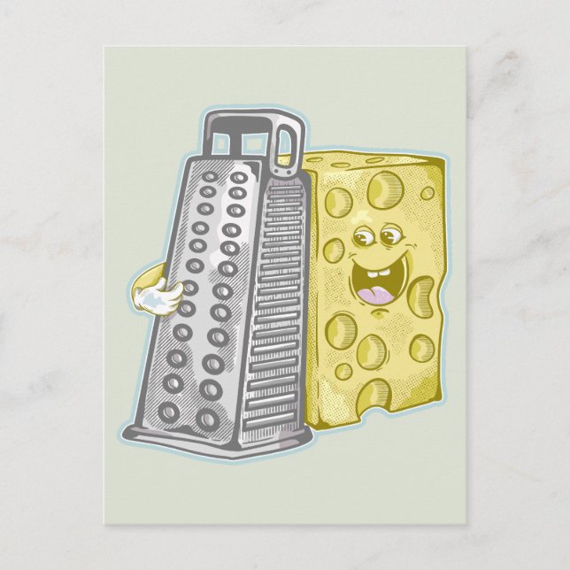 Grating cheese with a grater Funny food Postcard (Front)