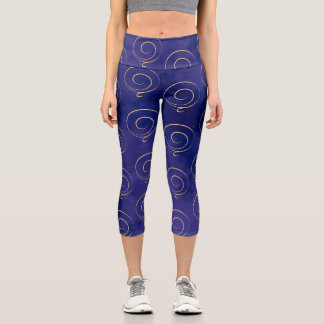Gratitude 4 Scattered Blue Monochrome Tie dye Capri Leggings