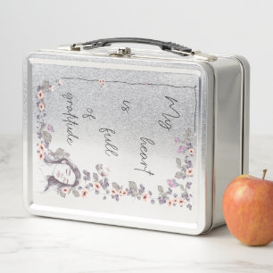 Gratitude Affirmation. Floral Positive Mindset Metal Lunch Box