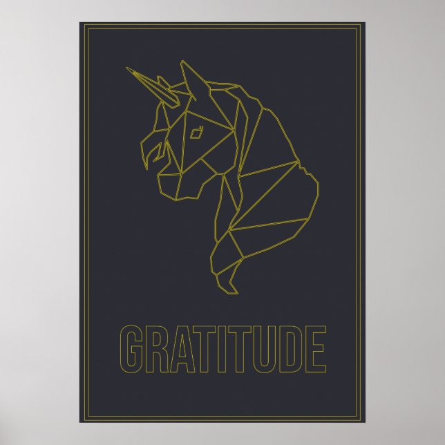Gratitude affirmation poster of a unicorn horse (Front)