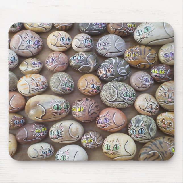 Gratitude Cat Rocks Mouse Pad (Front)