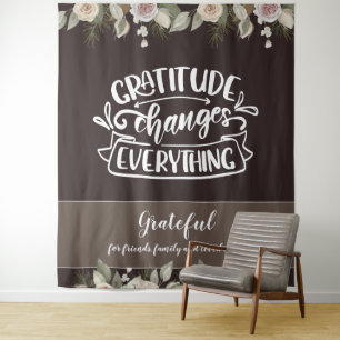 Gratitude Changes Everything Modern Photo Backdrop Tapestry