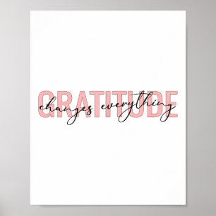 Gratitude Changes Everything Motivational Sitive M Poster
