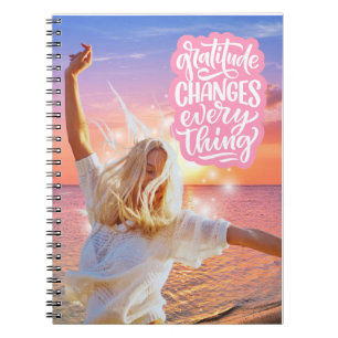 Gratitude Changes Everything Sunset Beach Poster Notebook