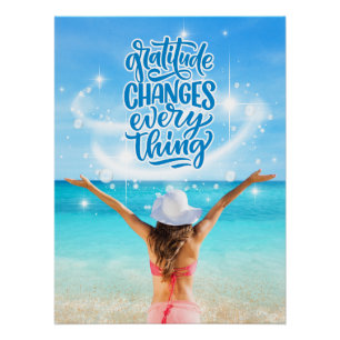 Gratitude Changes Everything Tropical Beach Post Poster