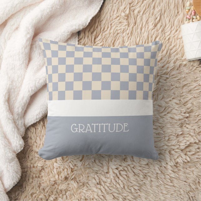 Gratitude Chequered Journal Throw Pillow (Blanket)