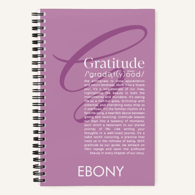 Gratitude Defined (Mauve) Notebook (Front)