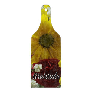 Gratitude Floral Yellow Daisy Red Carnation Cutting Board