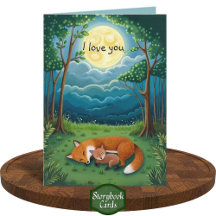Gratitude Fox Parent Child Cuddle Moon Forest Love