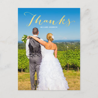 Gratitude Gold | Photo Wedding Thank You Postcard