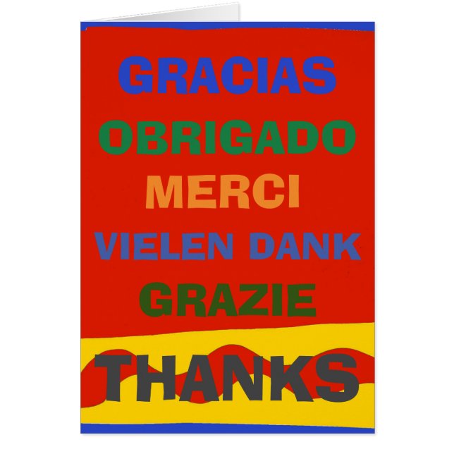 Gratitude in several languages,  edit text (Front)