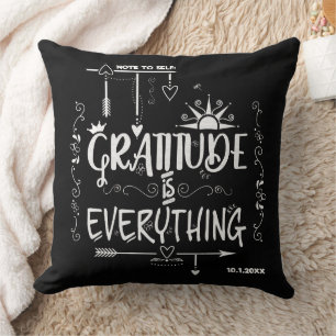 Gratitude is Everything 🖤 Chalkboard Throw Pillow