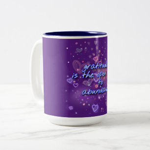 gratitude is open door to abundance  Two-Tone coff Coffee Mug