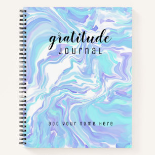 Gratitude Journal Abstract Blue Fluid Art Name