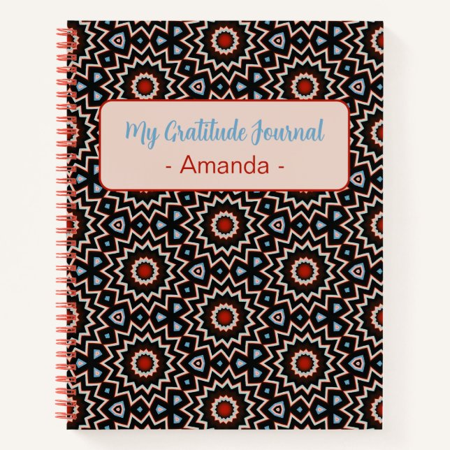 Gratitude Journal bloom pattern blue red white (Front)