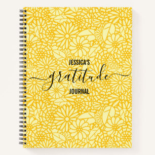 Gratitude Journal Custom Name Floral Daisy Pattern