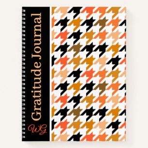 Gratitude Journal Houndstooth Orange Autumn Colour