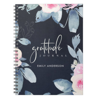 GRATITUDE JOURNAL MARINE PINK BLUSH BLUE FLORAL