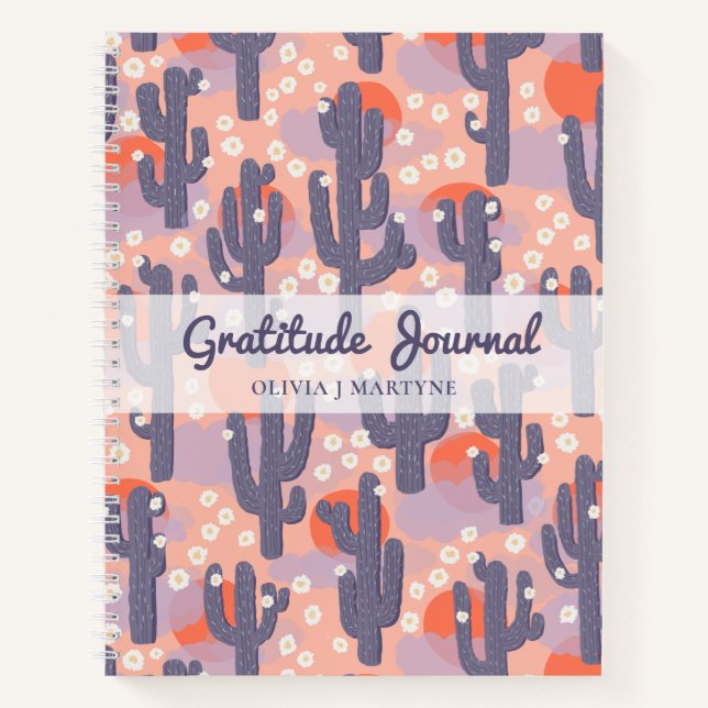 Gratitude Journal Modern Cactus Personalized (Front)