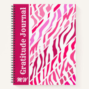 Gratitude Journal Personalized Pink Zebra Stripe