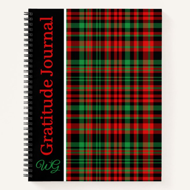 Gratitude Journal Personalized Strawberry Plaid (Front)