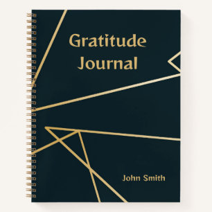 Gratitude Journal Personnalisé, Gris Avec Or