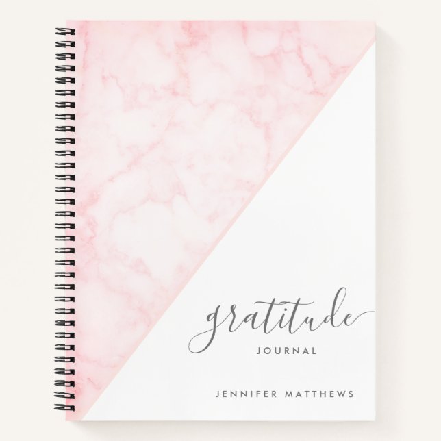 Gratitude Journal Pink Chic Marble Personnalisé (Devant)