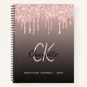 Gratitude Journal rose or parties scintillant noir