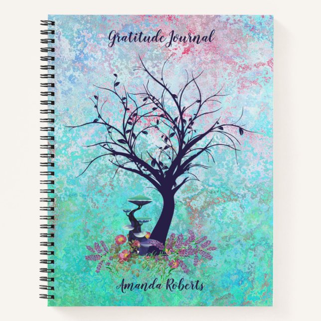 Gratitude Journal Serene Teal and Pink  (Front)