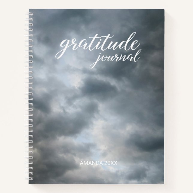 Gratitude Journal Storm Clouds Breaking with Name (Front)