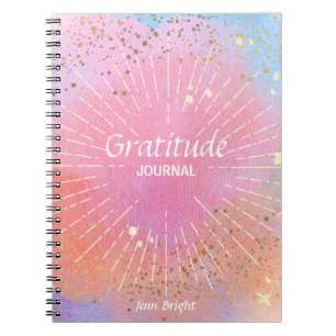 Gratitude Journal Watercolor Stars Colourful Custo
