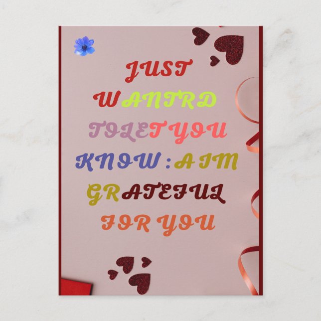 Gratitude Just Because Greeting Card BY SMILE HAFE (Front)