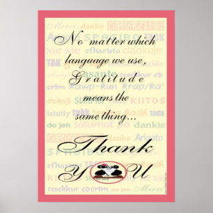 Gratitude means the same in any language poster