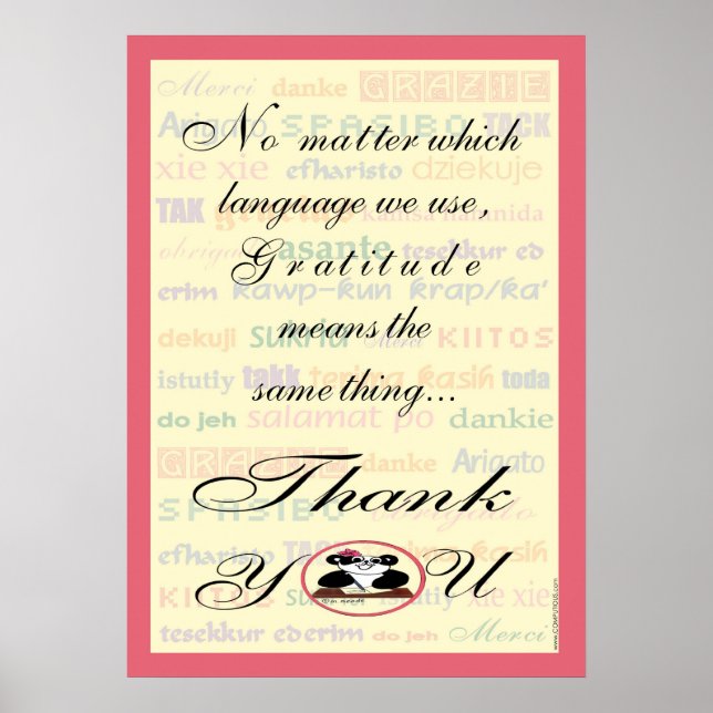 Gratitude means the same in any language poster (Front)