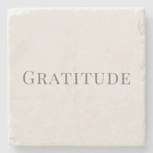 Gratitude – Minimal Typography Design Stone Coaster (Front)