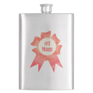 Gratitude Number One Mom winner award ribbon Hip Flask