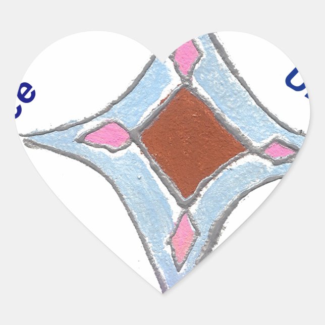 "Gratitude Peace Love Unite" Mandala Art Print Heart Sticker (Front)