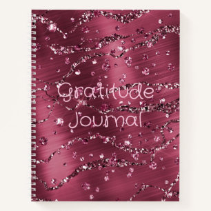 Gratitude Personalized Journal, Burgundy Glitter Notebook