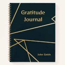 Gratitude Personalized Journal, Grey With Gold  