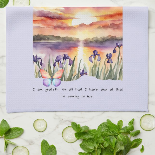 Gratitude Positive Affirmation  Kitchen Towel (Folded)