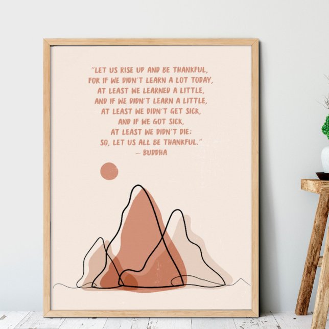 Gratitude Quote Minimalism Boho Sun and mountains Poster (I wish you happiness))))