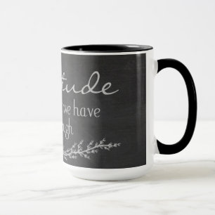 Gratitude quote on chalkboard mug