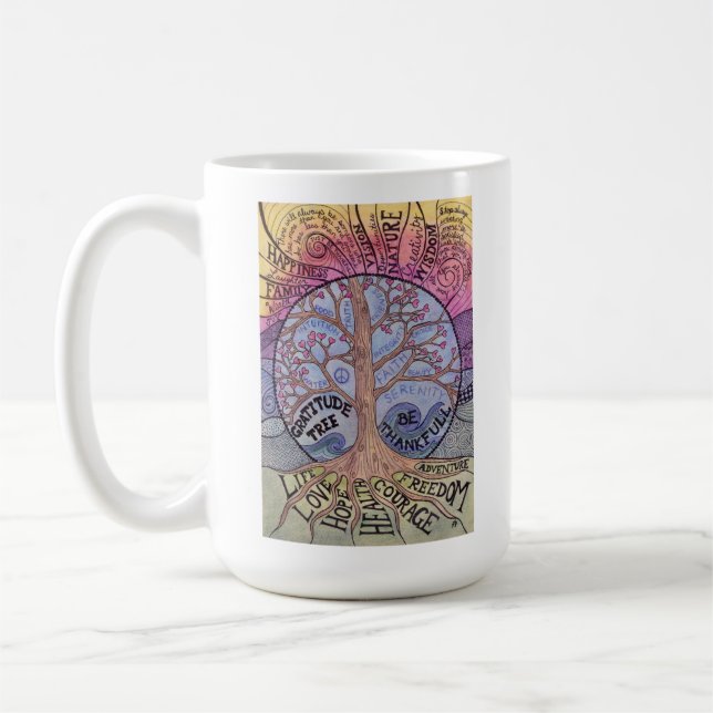Gratitude Tree Inspirational 15oz mug (Left)