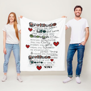 Gratitude / Wisdom on Life / Typography Design Fleece Blanket
